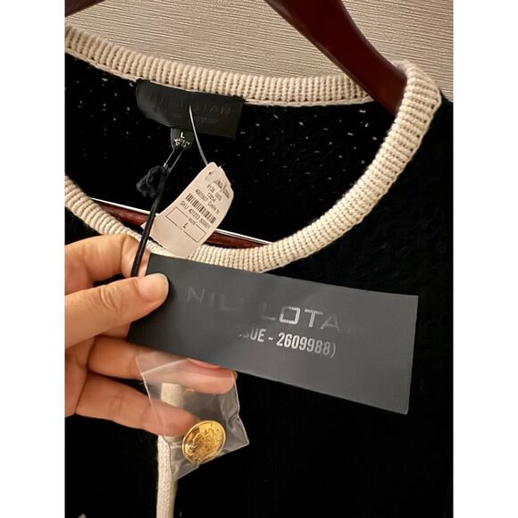 NILI LOTAN Perah wool jacket Dark Navy/Ivory size Large - Picture 10 of 13